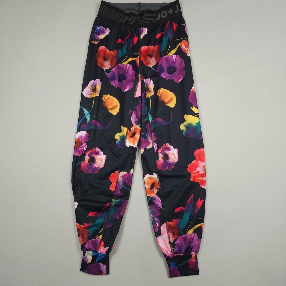 Jo+Jax Dance Pants Women XSA Black Multicolor Floral City Joggers Baggy Palazzo